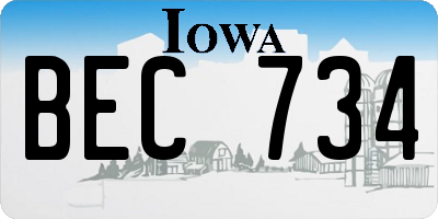 IA license plate BEC734