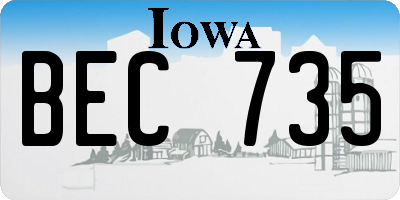 IA license plate BEC735