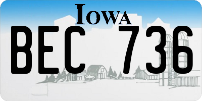 IA license plate BEC736