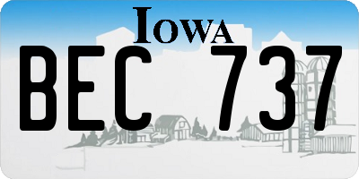 IA license plate BEC737