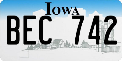 IA license plate BEC742