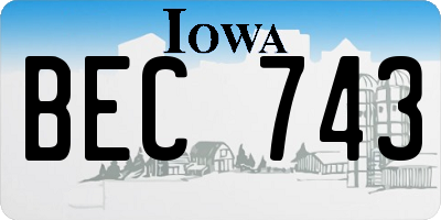 IA license plate BEC743