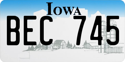 IA license plate BEC745