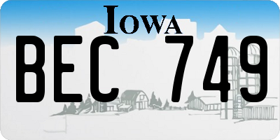 IA license plate BEC749