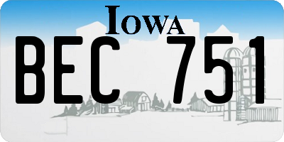 IA license plate BEC751