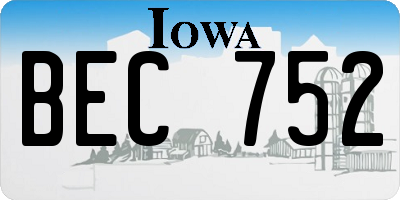 IA license plate BEC752