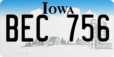 IA license plate BEC756