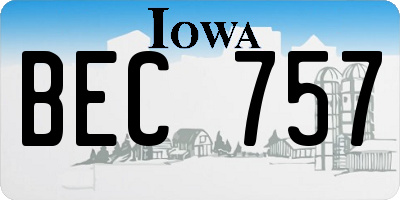 IA license plate BEC757