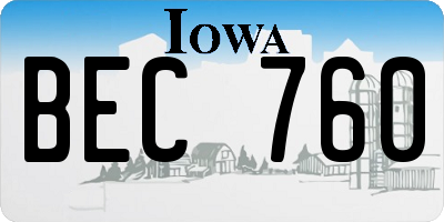 IA license plate BEC760