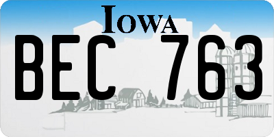 IA license plate BEC763