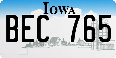 IA license plate BEC765