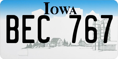 IA license plate BEC767