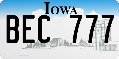 IA license plate BEC777