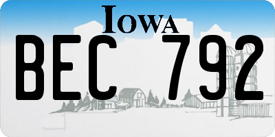 IA license plate BEC792