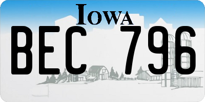 IA license plate BEC796