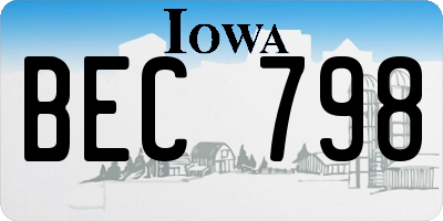 IA license plate BEC798
