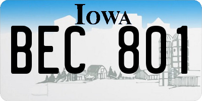 IA license plate BEC801