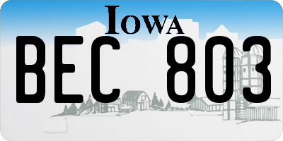 IA license plate BEC803
