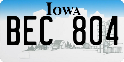 IA license plate BEC804
