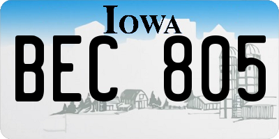 IA license plate BEC805