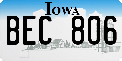 IA license plate BEC806
