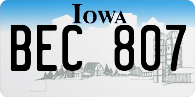 IA license plate BEC807
