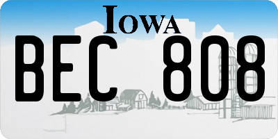 IA license plate BEC808