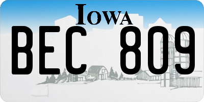 IA license plate BEC809