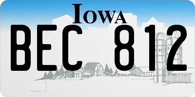 IA license plate BEC812
