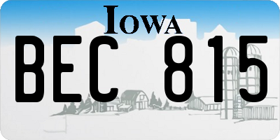IA license plate BEC815