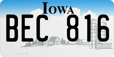 IA license plate BEC816