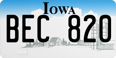 IA license plate BEC820