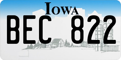 IA license plate BEC822