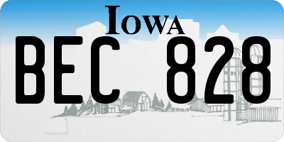 IA license plate BEC828