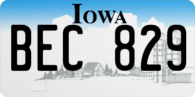 IA license plate BEC829