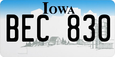 IA license plate BEC830
