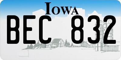 IA license plate BEC832