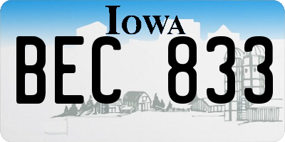 IA license plate BEC833