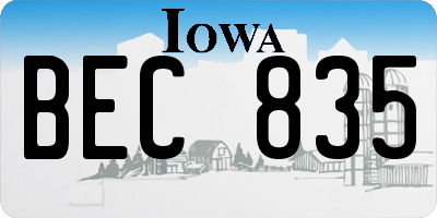 IA license plate BEC835