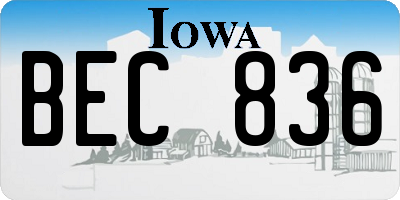 IA license plate BEC836