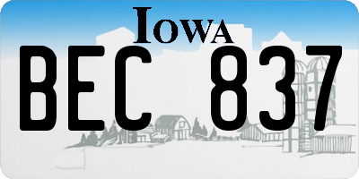 IA license plate BEC837