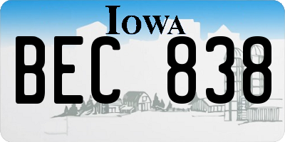 IA license plate BEC838