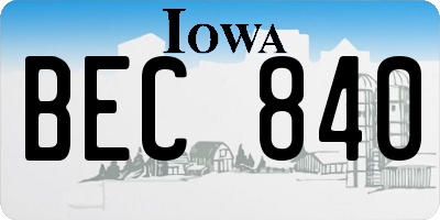 IA license plate BEC840