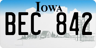 IA license plate BEC842