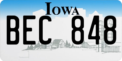 IA license plate BEC848