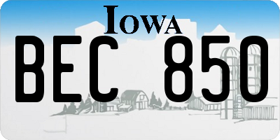 IA license plate BEC850