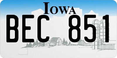 IA license plate BEC851