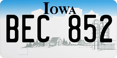 IA license plate BEC852