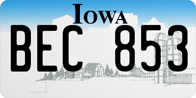 IA license plate BEC853