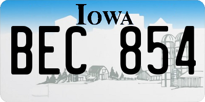 IA license plate BEC854